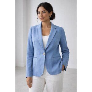J.Crew Campbell Linen Blazer Women 6 Tall Blue Lightweight Tailored Jacket